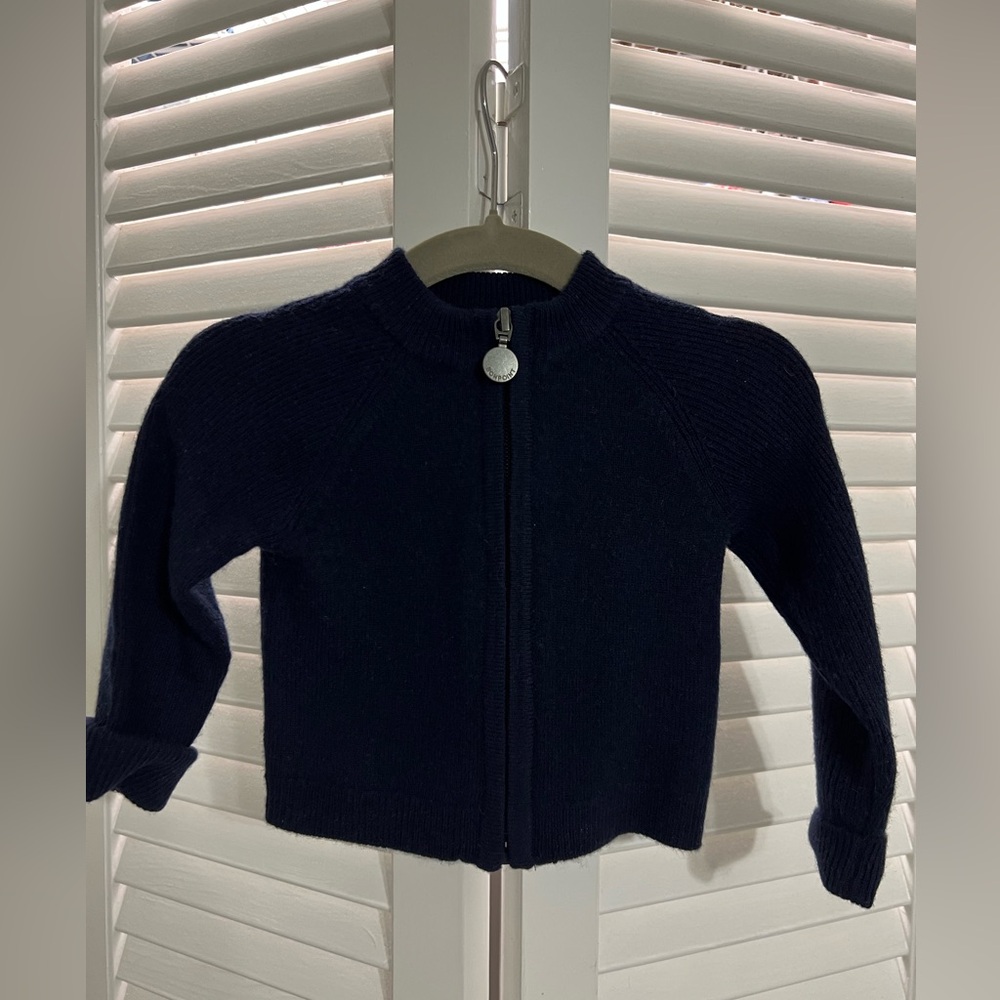 Bonpoint Navy Blue Wool Zip Cardigan